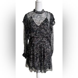 IRO Tinkle, abstract patterned Black blue purple Long Sleeve dress